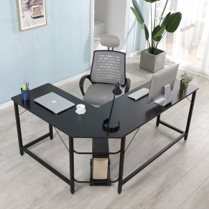 Ktaxon L-Shaped Computer Desk Corner PC Latop Table Study Office  Workstation Black